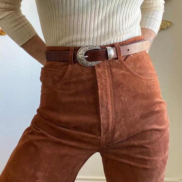 Vintage Pants - vintage genuine suede pants